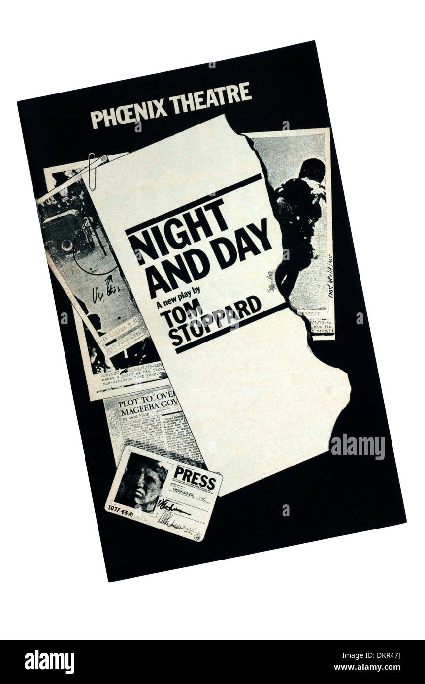 Programma per il 1978 la produzione di giorno e notte da Tom Stoppard che al Phoenix Theatre. Foto Stock
