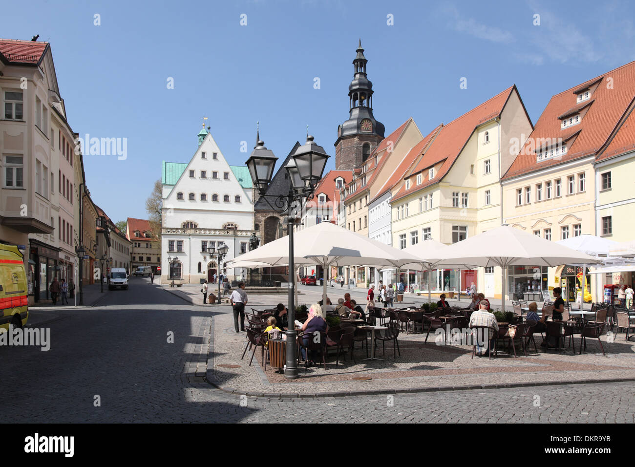 Eisleben Sachsen Anhalt Rathaus Marktplatz San Andreas town hall market place Luther monumento Foto Stock