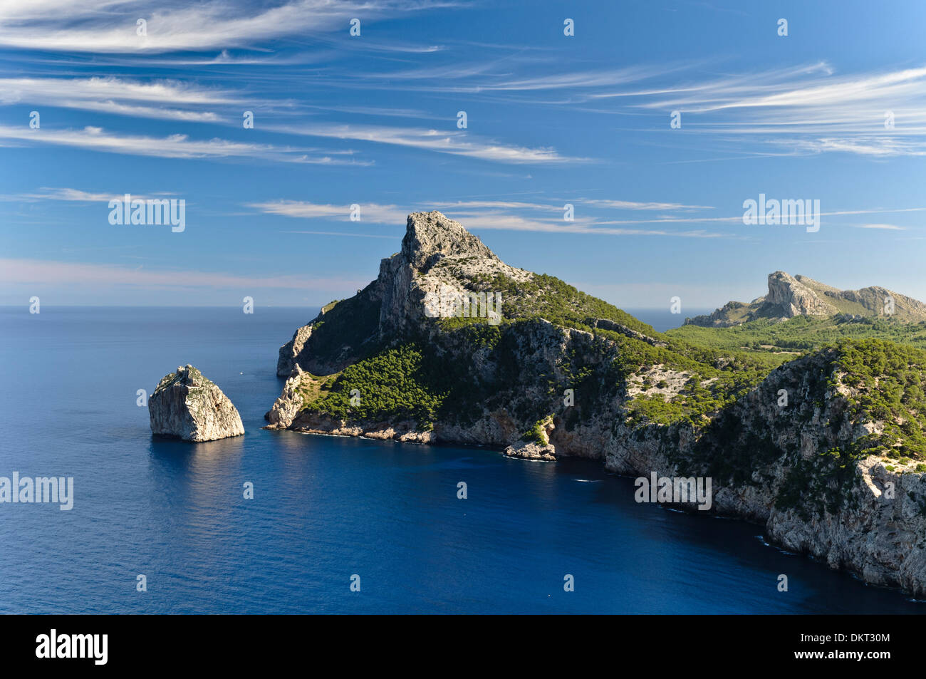 La vista dal Mirador d es Colomer, Mirador de Mal Pas, Cap de Formentor, Formentor, Maiorca, isole Baleari, Spagna, Europa Foto Stock