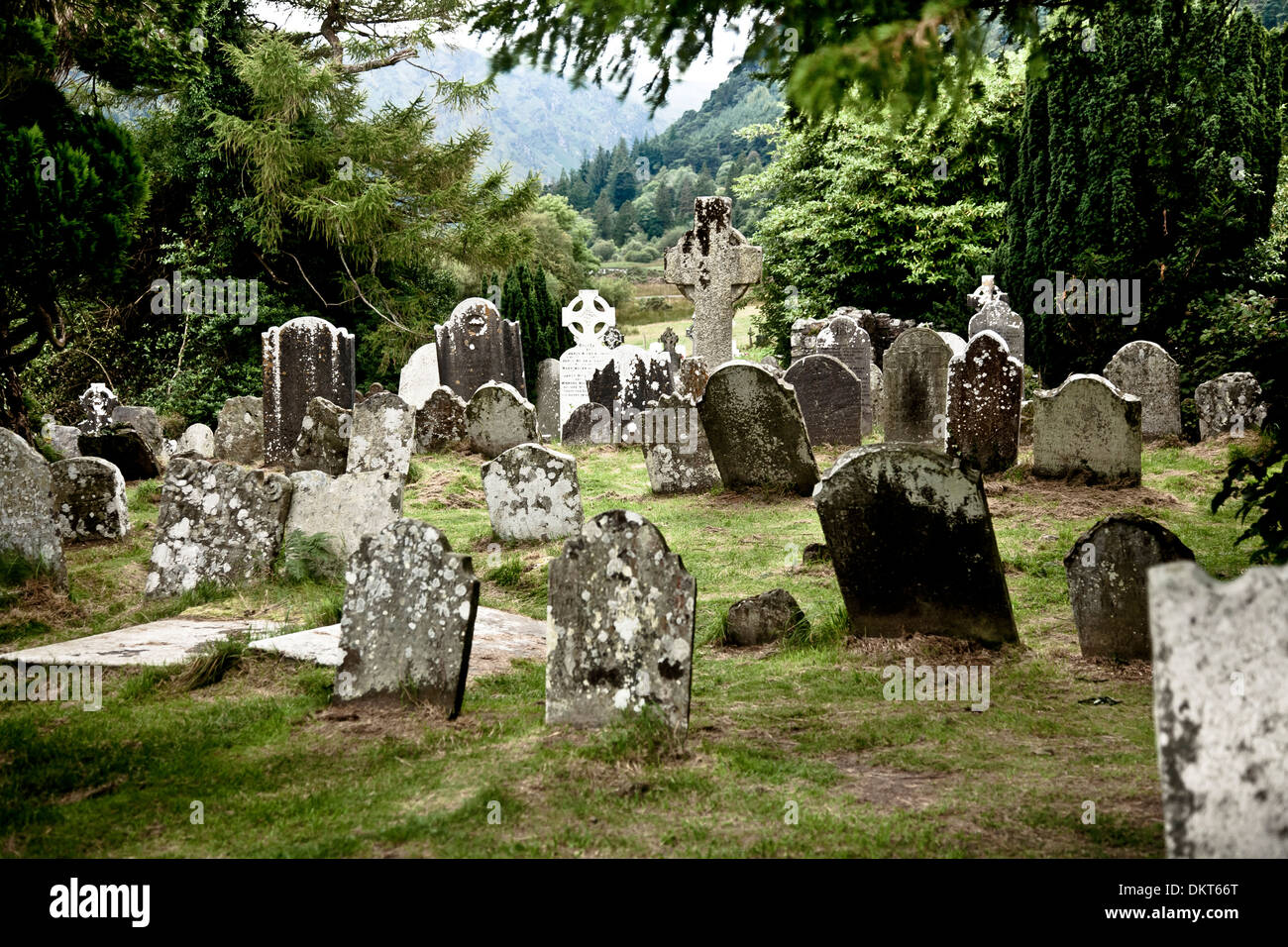Cimitero e lapidi. Foto Stock