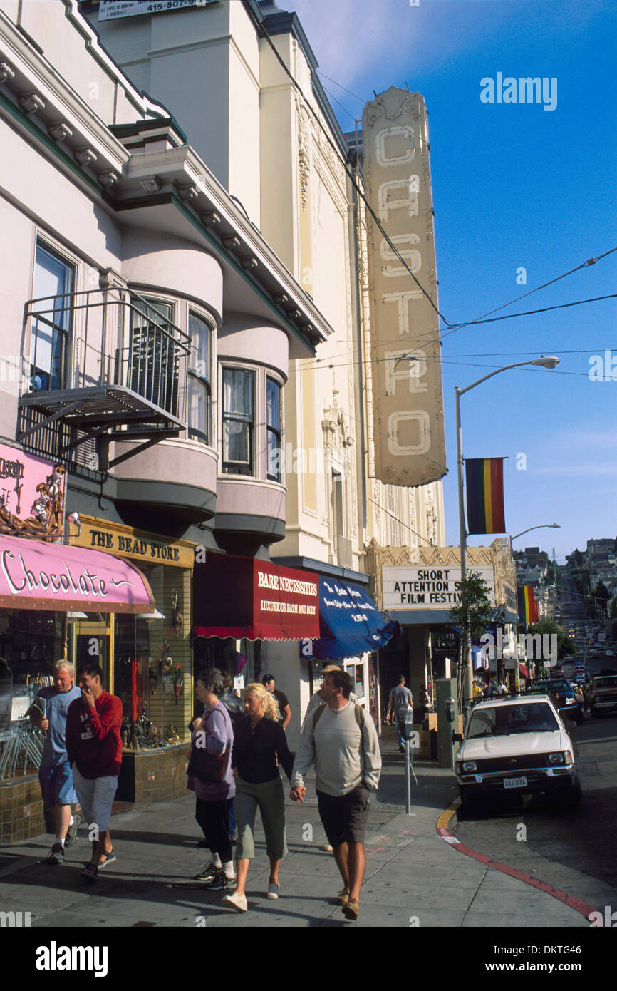 Castro Theatre segno, quartiere Castro di San Francisco, California Foto Stock