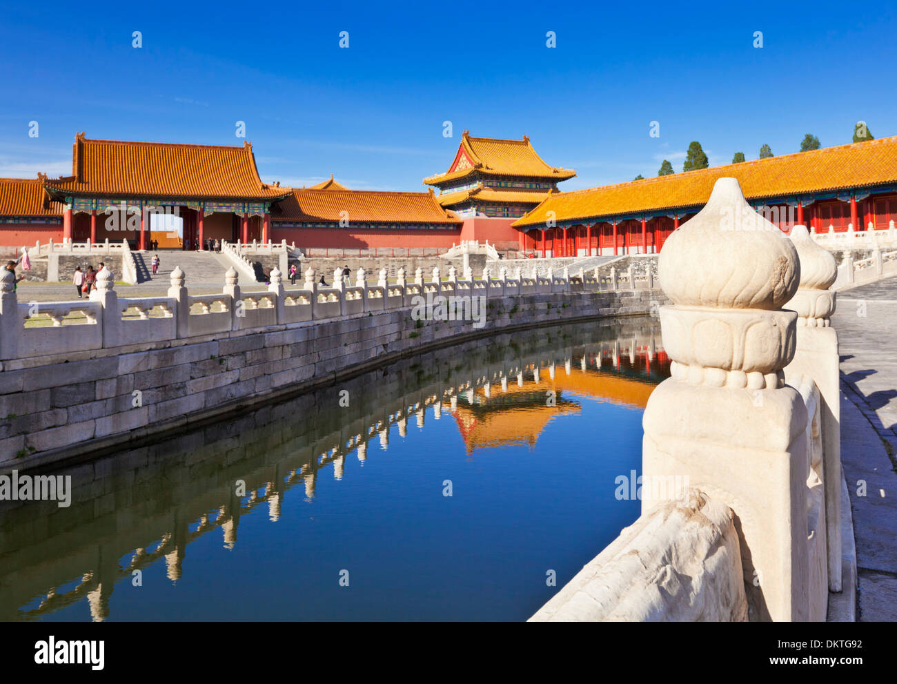 Golden interna del fiume di acqua che fluisce attraverso la corte esterna, Città Proibita complessa, Pechino, Repubblica Popolare Cinese, in Asia Foto Stock