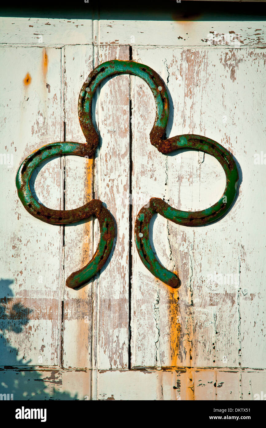 Il trifoglio su una porta. Foto Stock