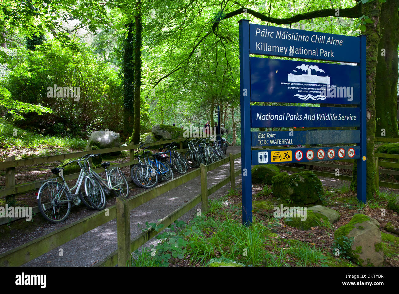 Segnale di informazione. Parco Nazionale di Killarney. Contea di Kerry, Irlanda, Europa. Foto Stock