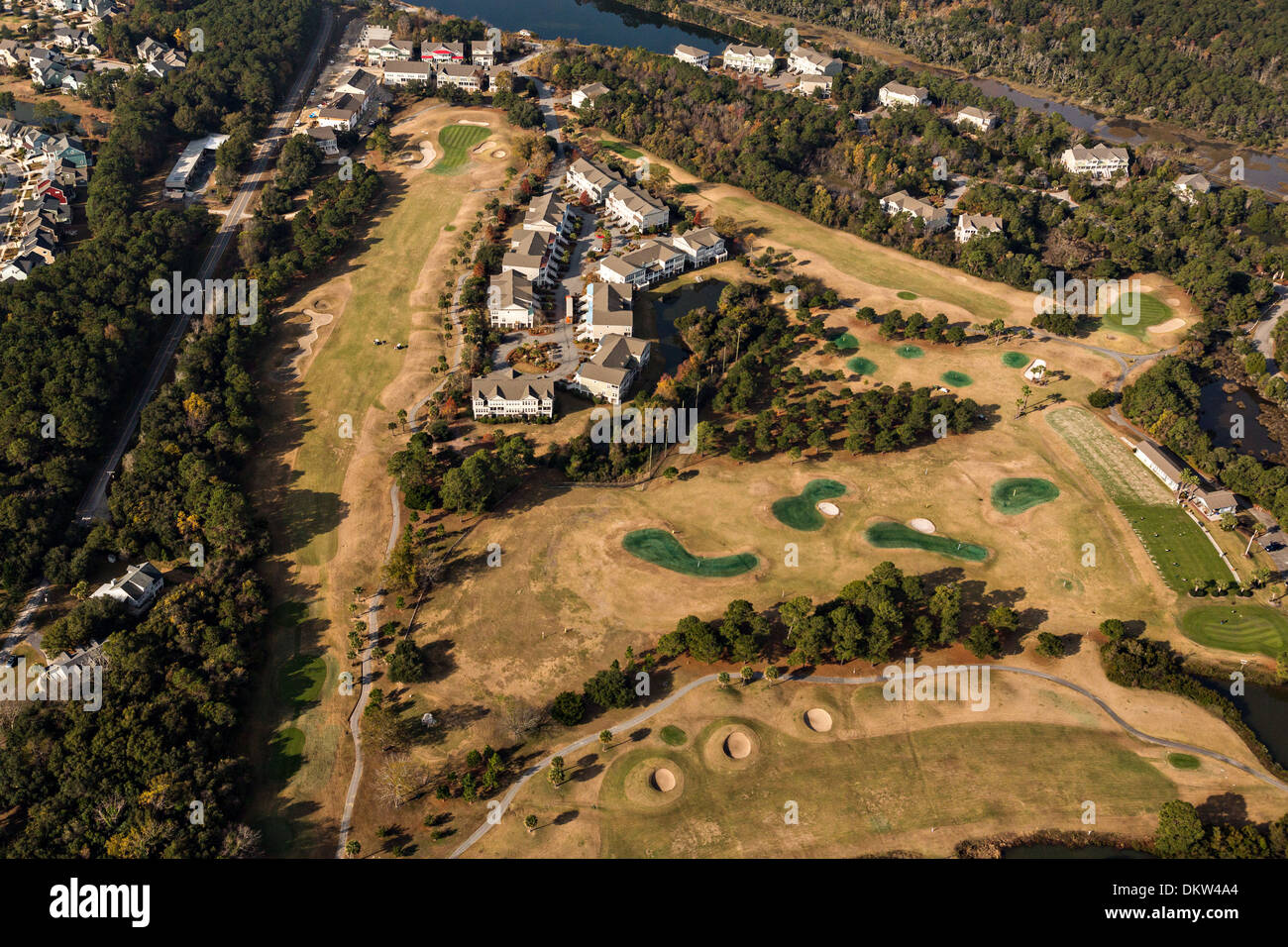 Vista aerea di Charleston National golf in corso di sviluppo in Charleston, Sc. Foto Stock