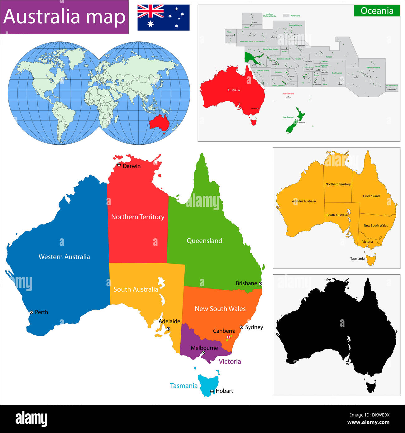 Mappa di Australia Foto Stock