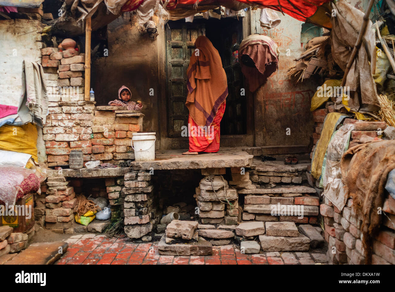 Scena di strada, Varanasi India Foto Stock