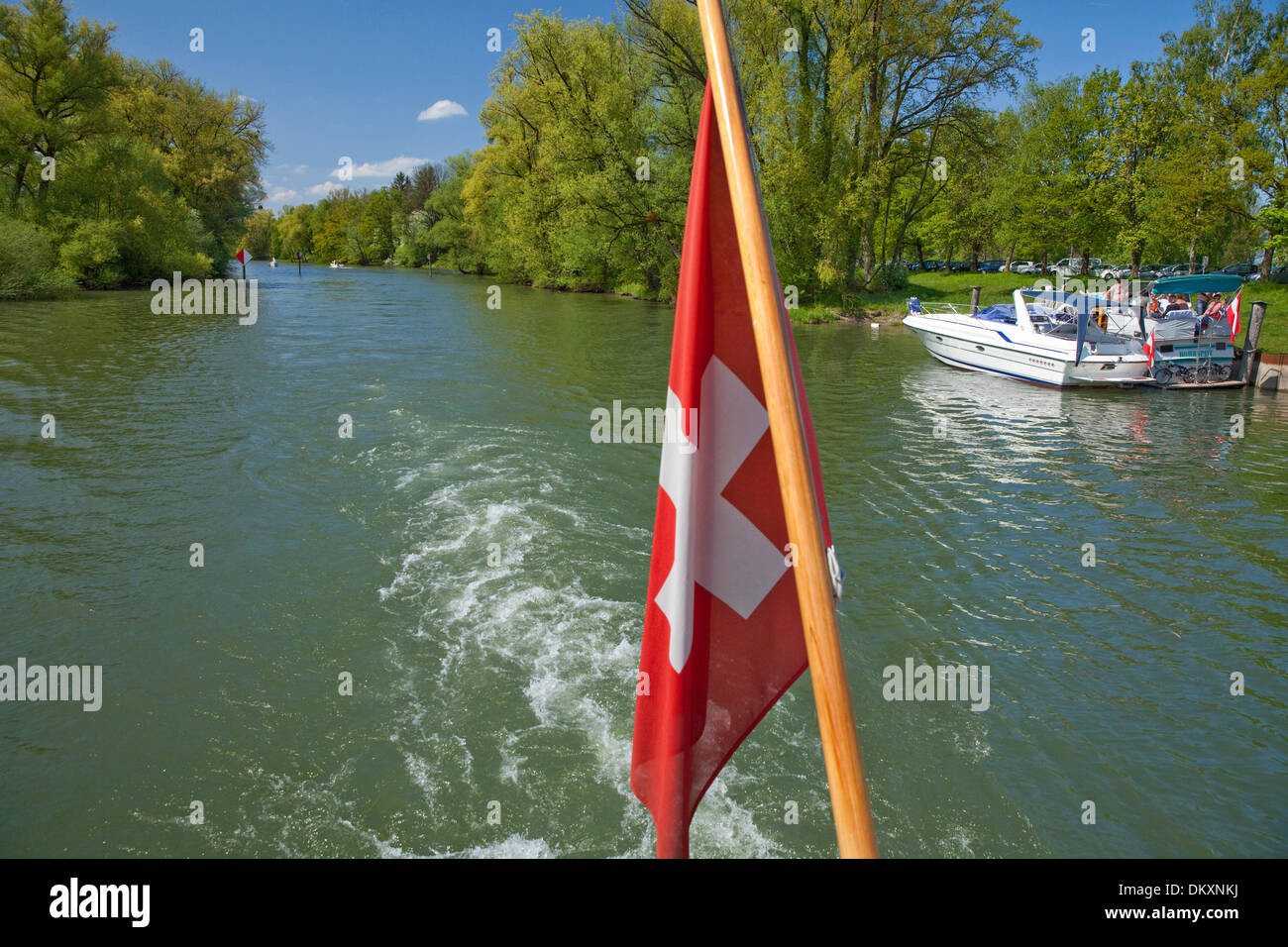 Svizzera Europa flusso di fiume brook corpo di acqua acque natura acqua nave navi barca Barche Cantone SG San Gallo San Gallo Foto Stock