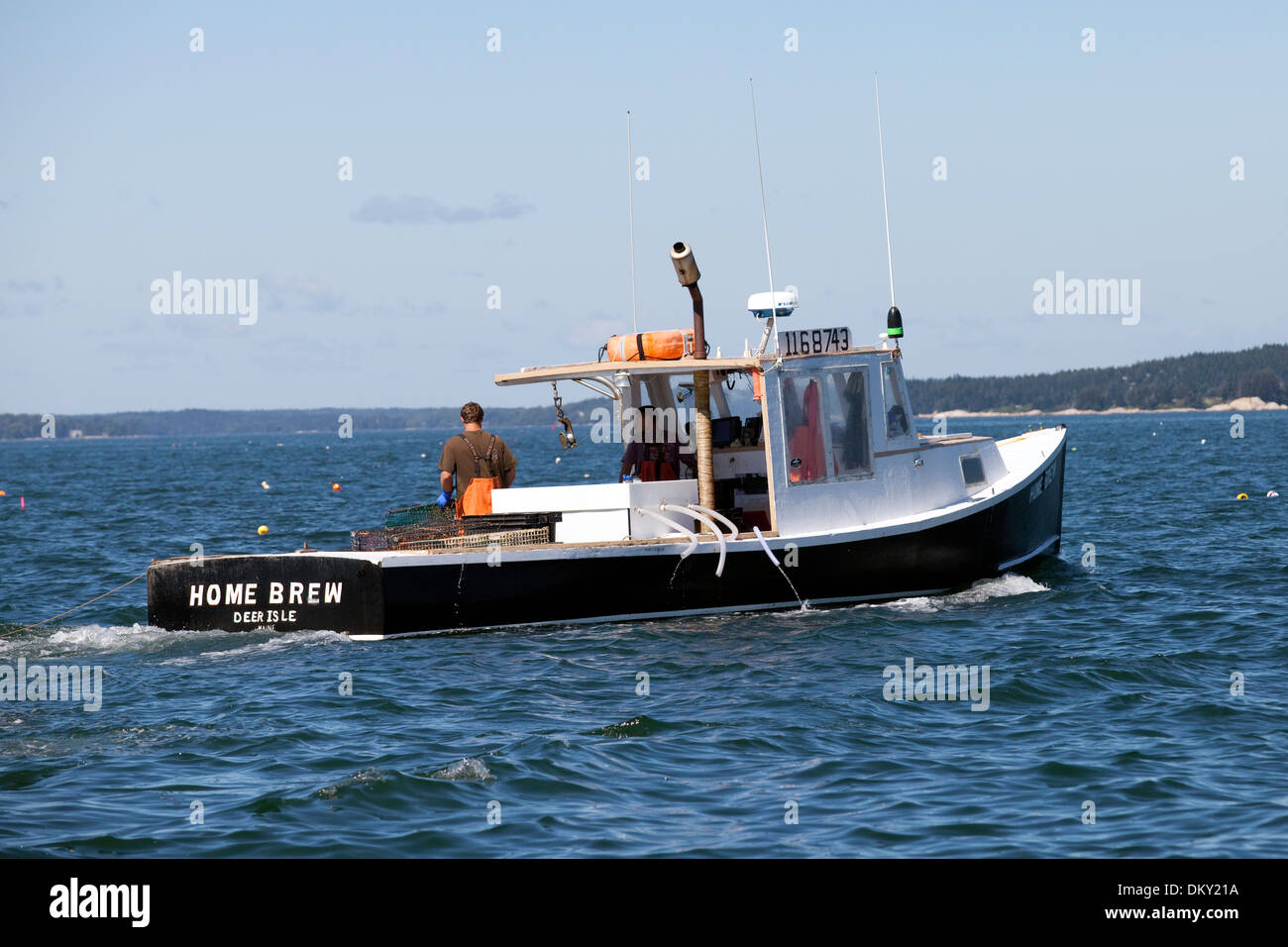 Lavorando di lobster boat, Maine Foto Stock