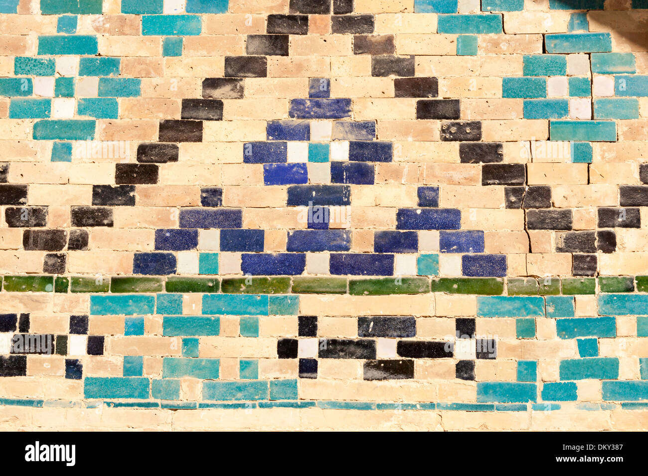 Parete decorativa, Nadir Divan Begi Madrasah, noto anche come Nadir Divan Beghi Madrasah, Bukhara, Uzbekistan Foto Stock