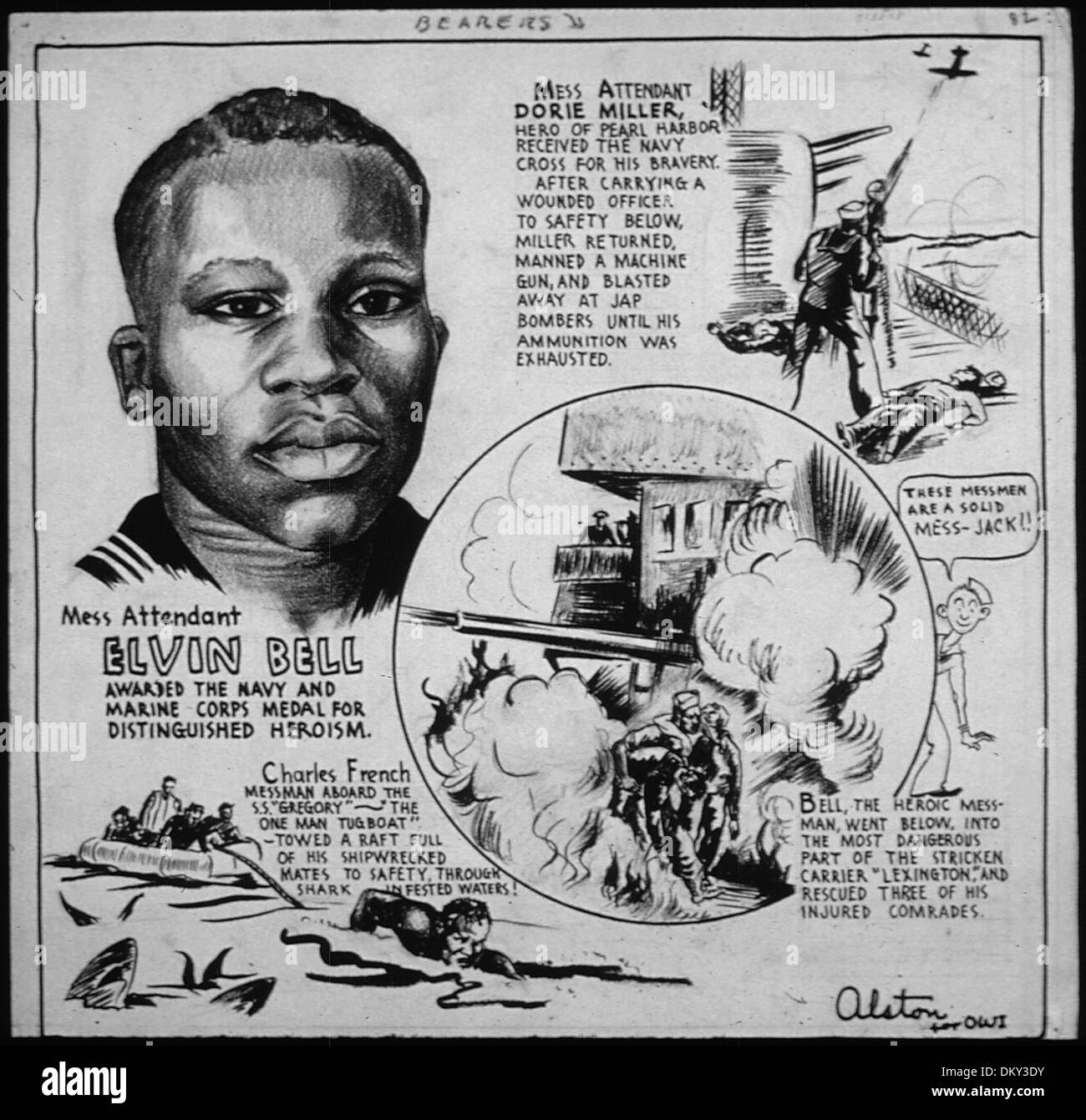 Elvin Bell fu insignito della Navy and Marine Corps Medal per il suo distinto eroismo. Il suo coraggio e le sue azioni nell'esercizio del suo dovere gli valsero questo prestigioso onore militare. Foto Stock