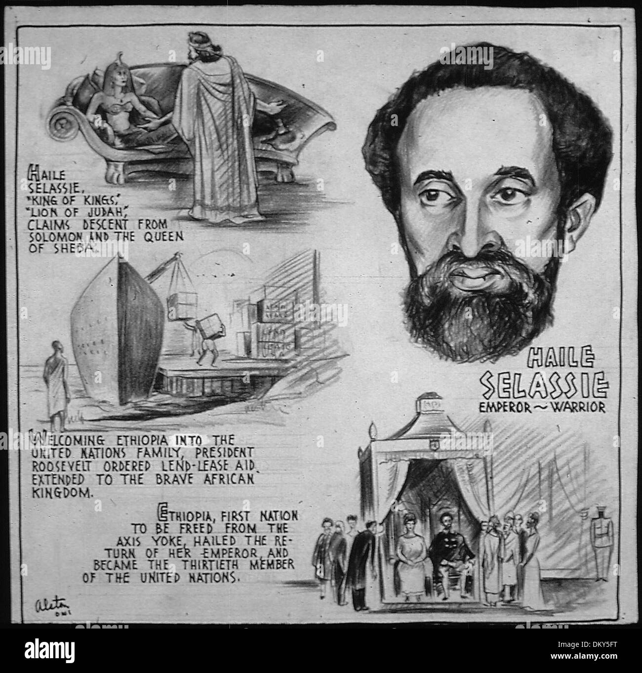 Questa immagine raffigura Haile Selassie, l'imperatore d'Etiopia, noto per la sua leadership e la sua difesa per l'unità africana. Fu una figura significativa nella storia dell'Etiopia e del continente africano. Foto Stock