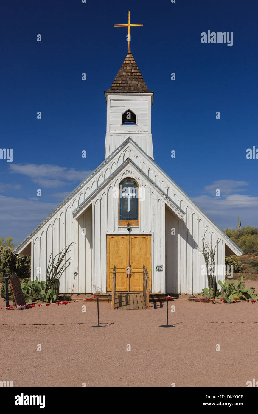 L'Elvis Memorial Chapel è un film museo di cimeli che mostra i filmati che sono stati girati a Apacheland Foto Stock