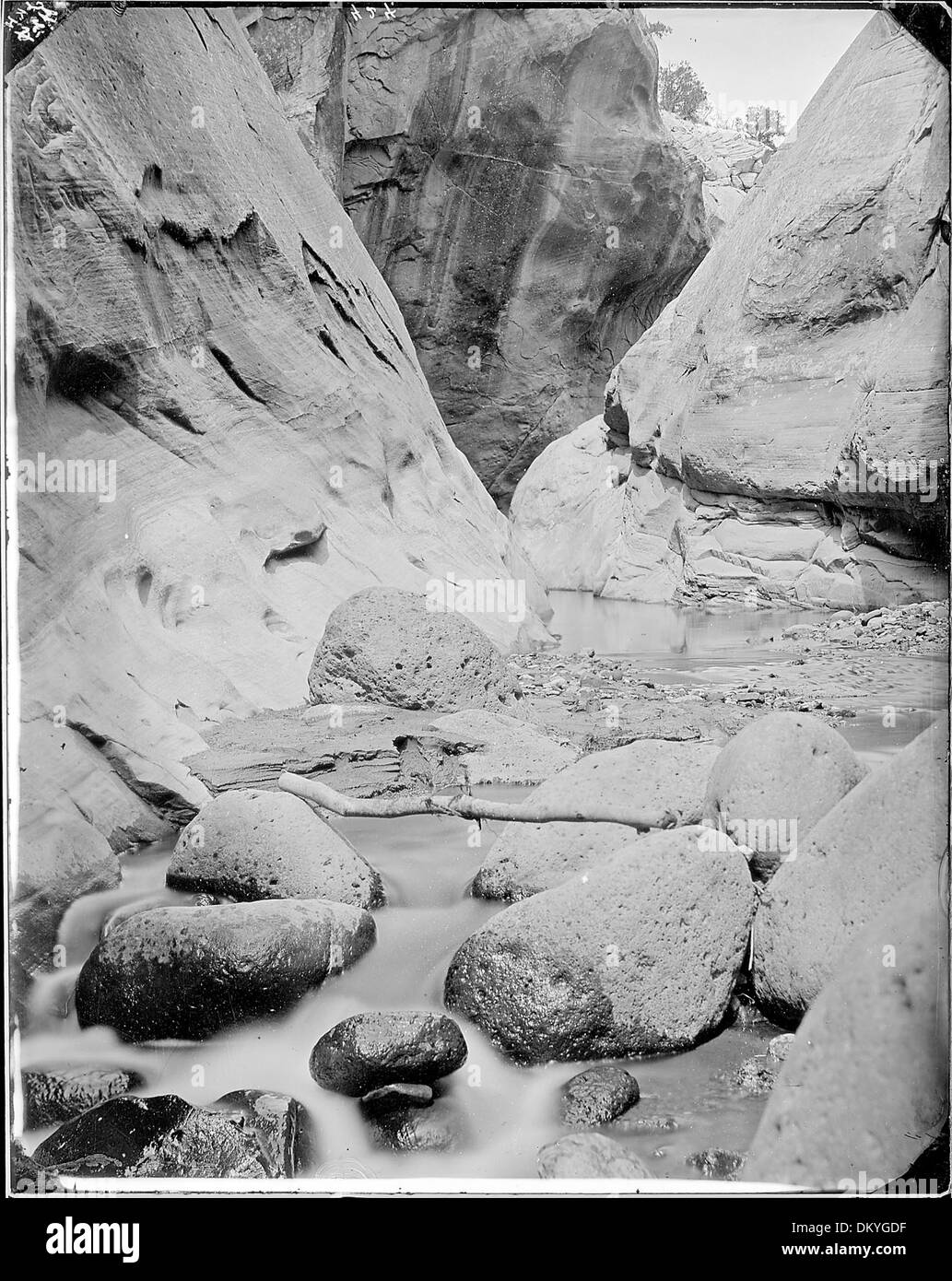 Tantalus Creek nella contea di Wayne, Utah, con marcature storiche dal 1871 al 1878, tra cui Old NOS. 275 e 423. Foto Stock