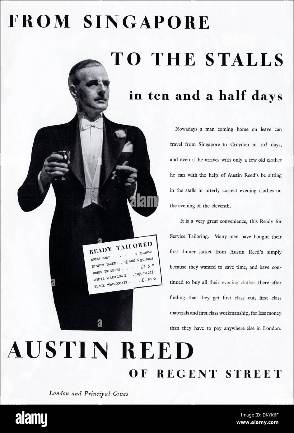 1930s vintage originale annuncio rivista pubblicità AUSTIN REED di Regent Street London gents sarto. Foto Stock