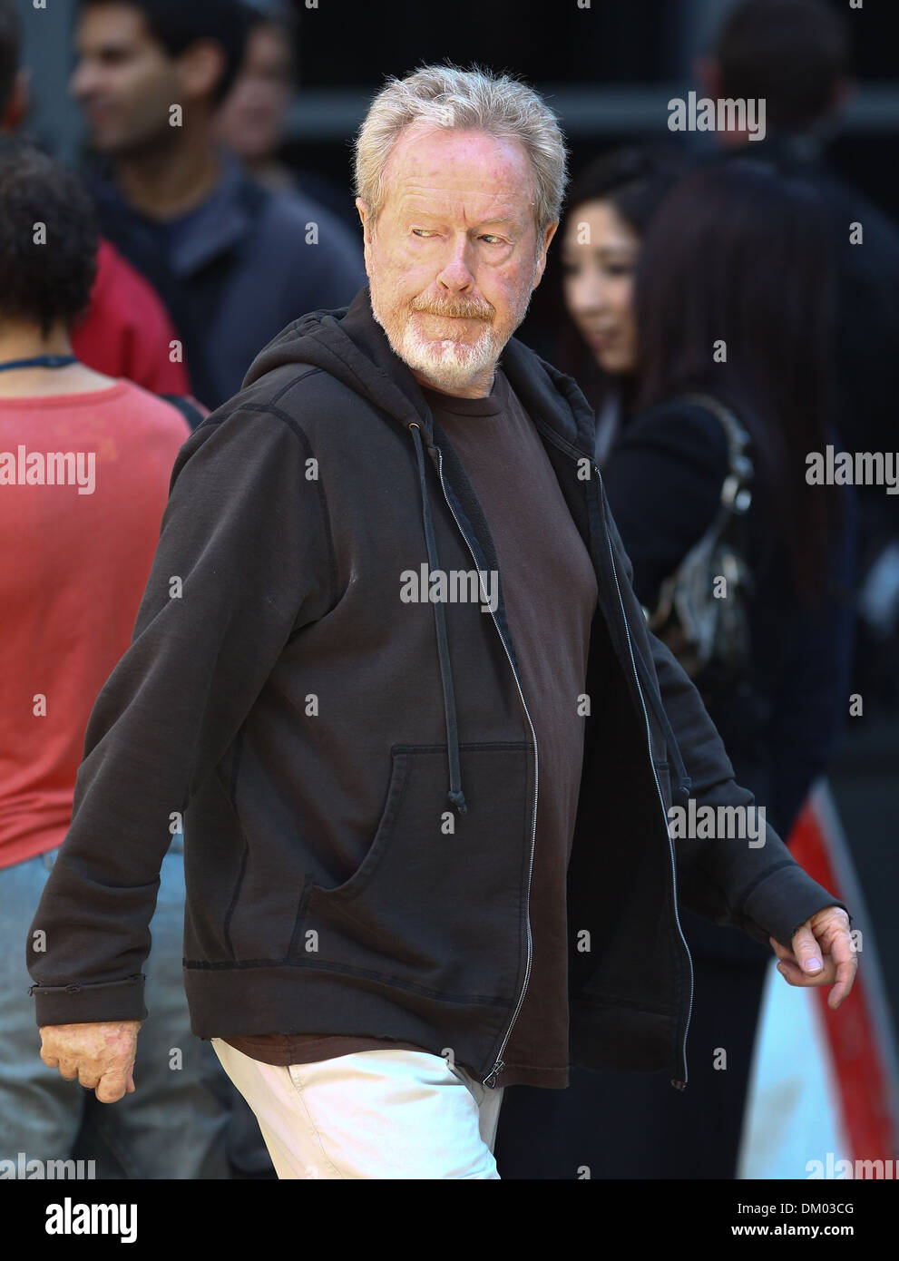 Regista Ridley Scott in tra le scene riprese per il nuovo film "Il Consigliere' Londra Inghilterra - 08.09.12 Foto Stock