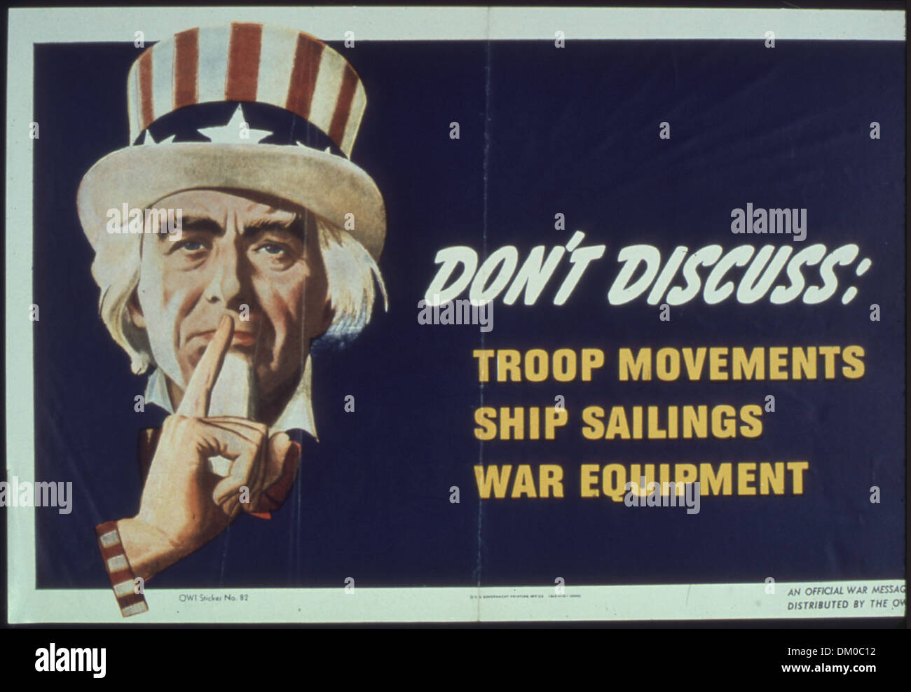 'Non discutere di movimenti di truppe..Nave partenze..War attrezzature" 513604 Foto Stock