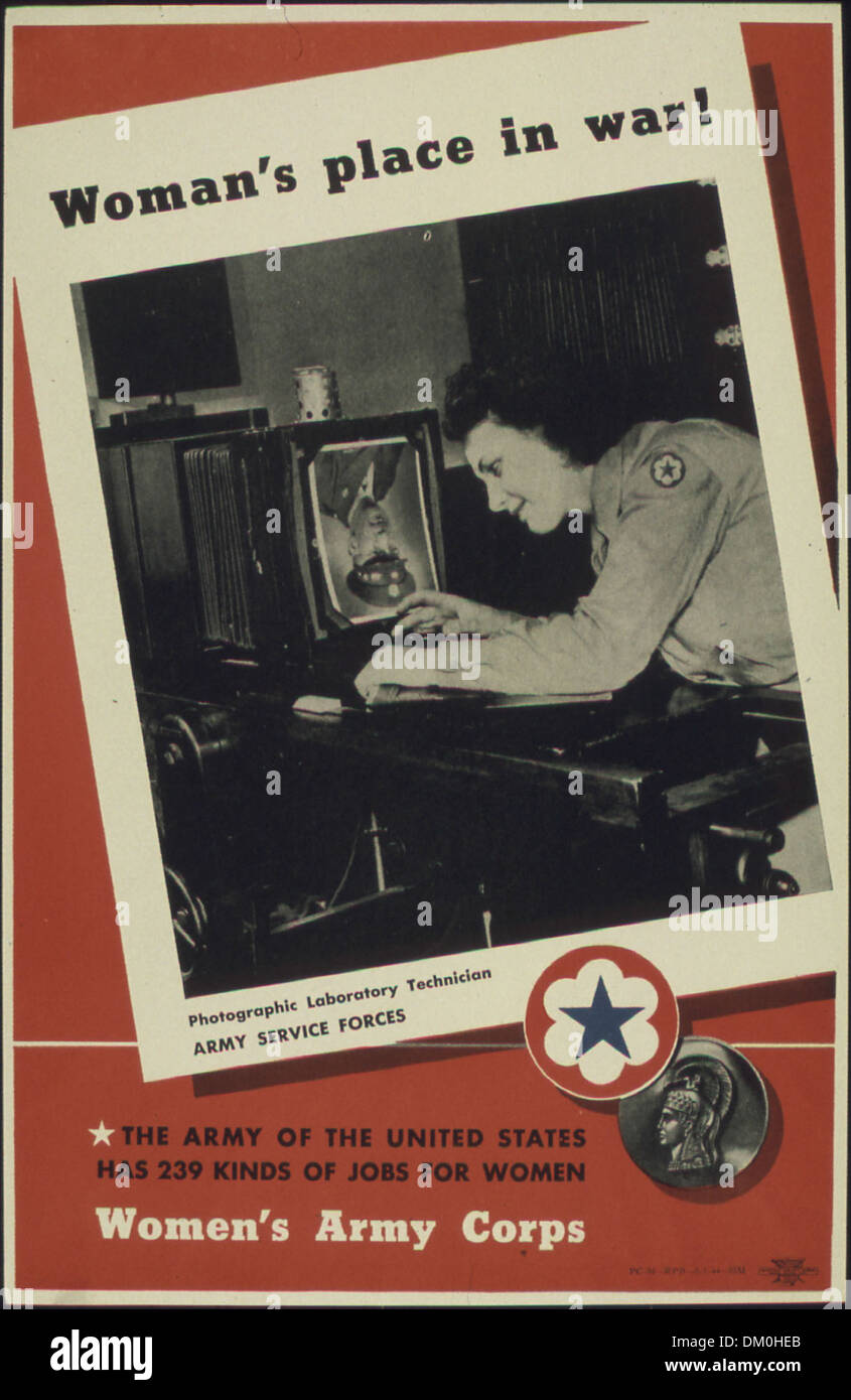 "Donna in guerra laboratorio fotografico tecnico. Donna Esercito" 513702 Foto Stock