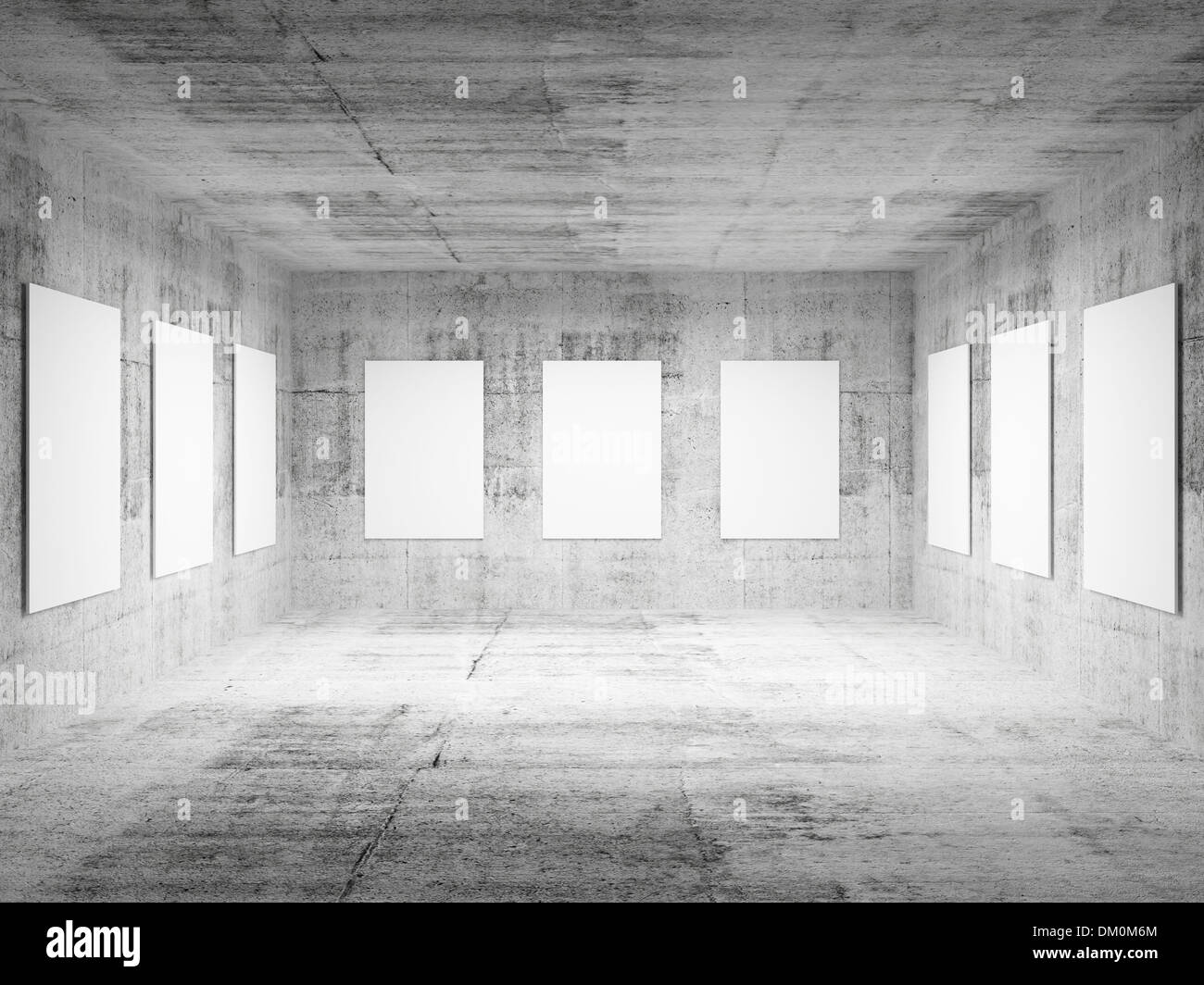 Vuoto galleria d'arte concreta interni hall. 3d illustrazione Foto Stock