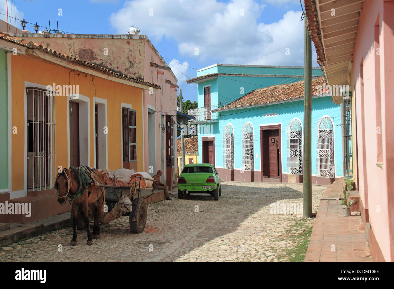 Palacio Borrell (dipinto di blu), Trinidad, Sancti Spiritus provincia, Cuba, il Mare dei Caraibi e America centrale Foto Stock