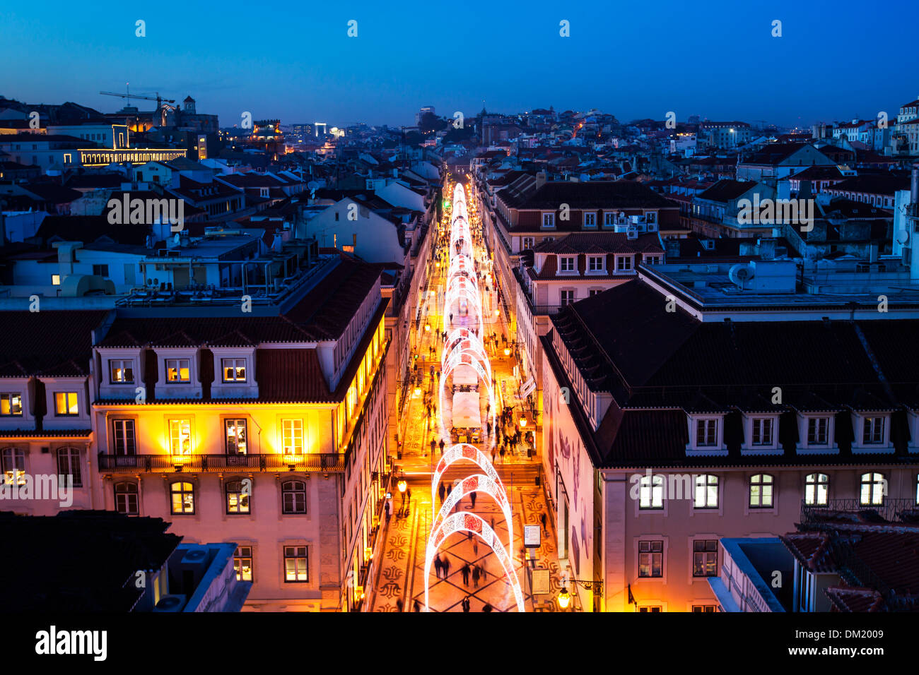 Le luci di Natale in Rua Augusta, Lisbona, Portogallo, Europa Foto Stock