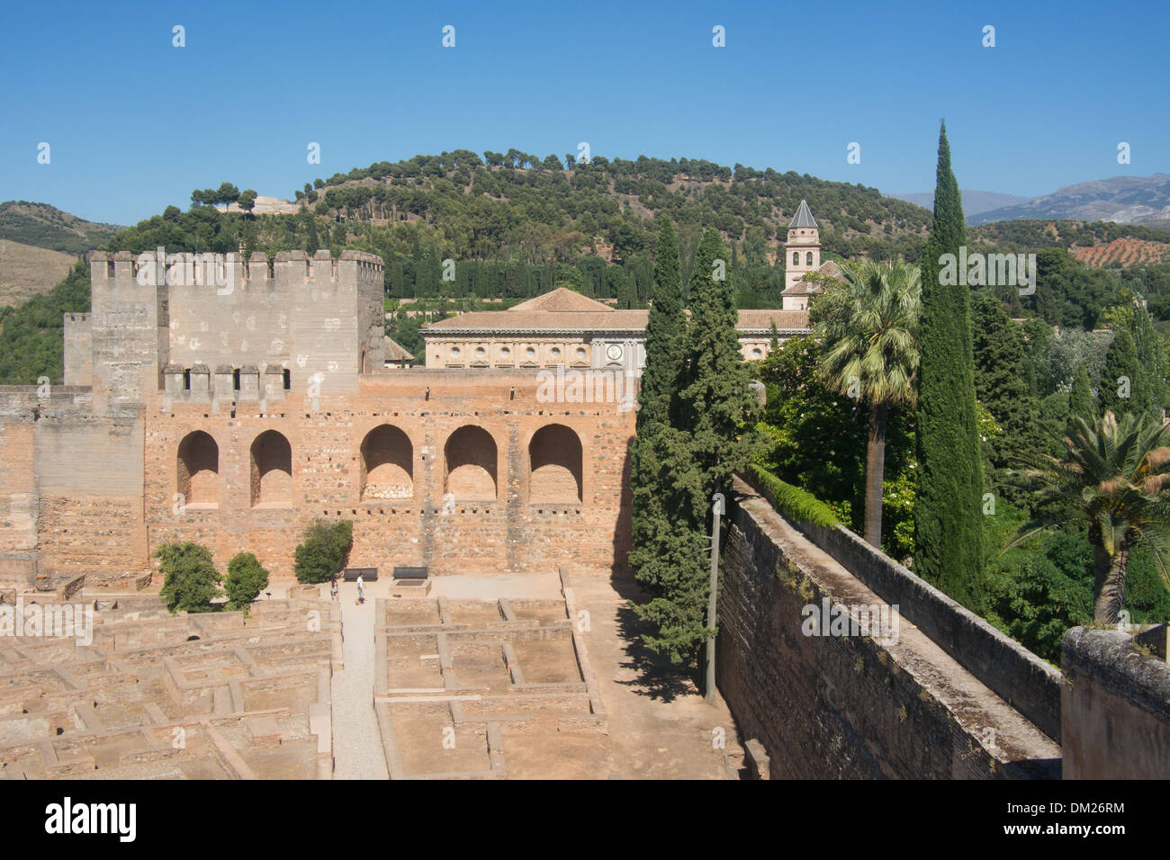 Fort area all'interno dell'Alhambra di Granada, Andalusia, Spagna Foto Stock