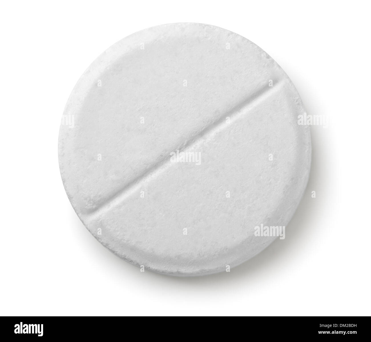 Unica pillola bianco isolato su bianco Foto Stock