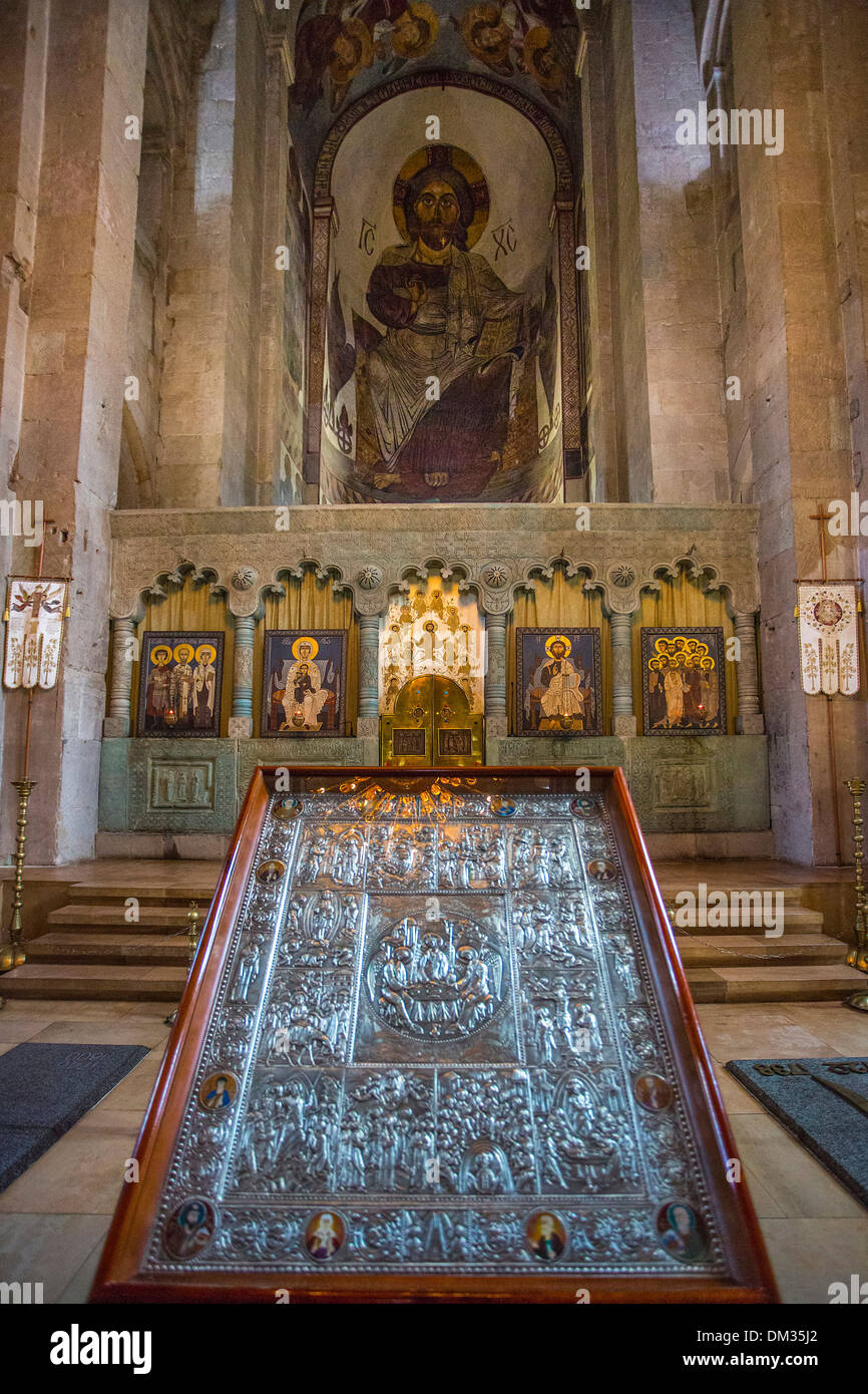 Eredità di Mondo Mtskheta altare architettura chiesa cattedrale Georgia Caucaso Eurasia storia locale storico viaggio turistico Foto Stock