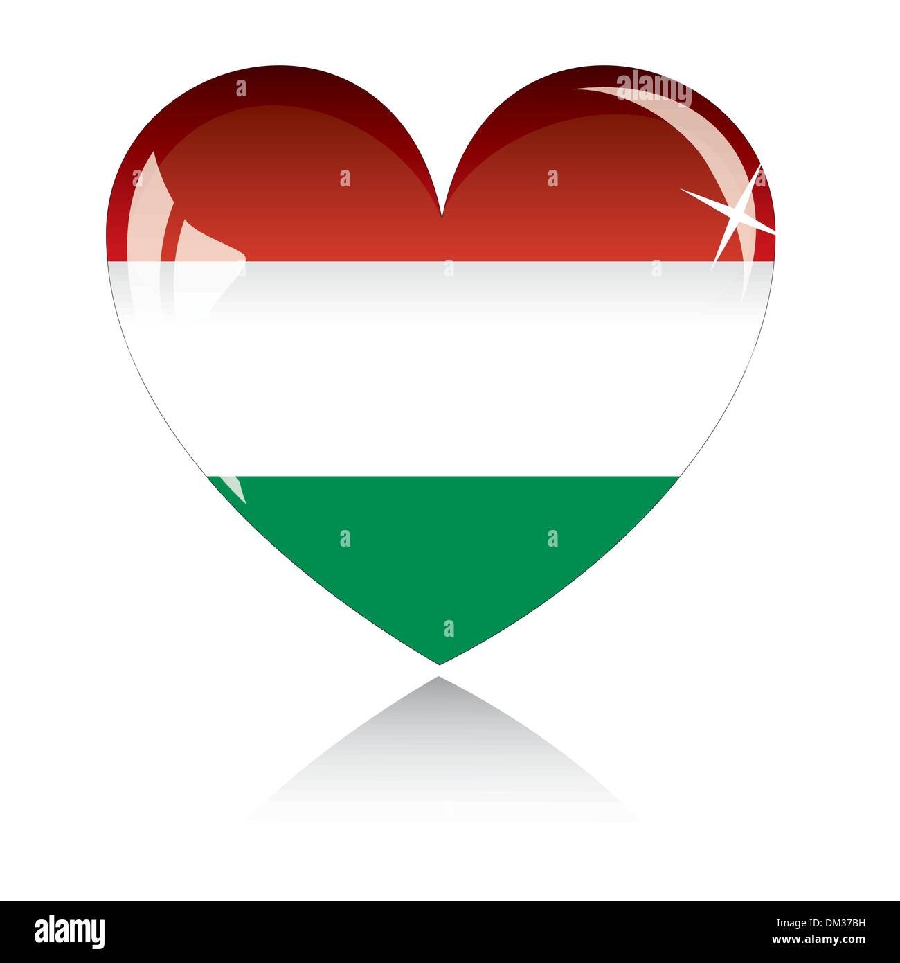 Cuore del vettore di bandiera Ungheria texture isolate su un bianco. Illustrazione Vettoriale