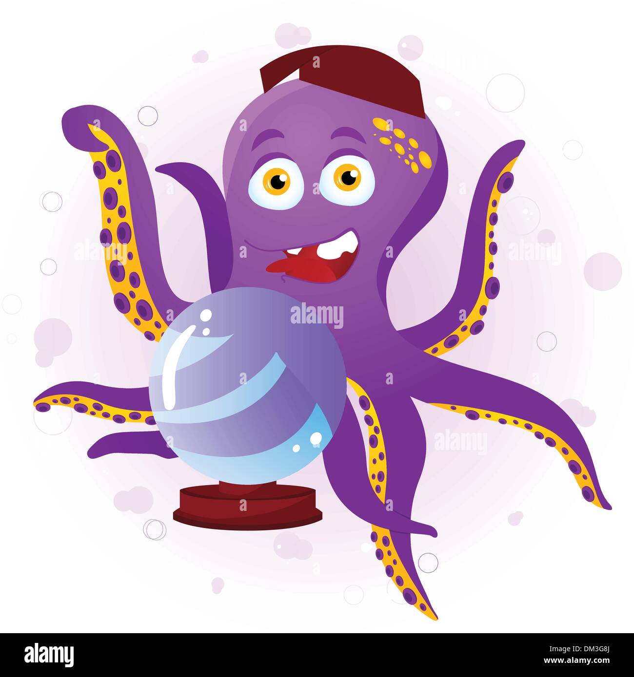 Il polpo Indovino con sfera di cristallo. Illustrazione Vettoriale