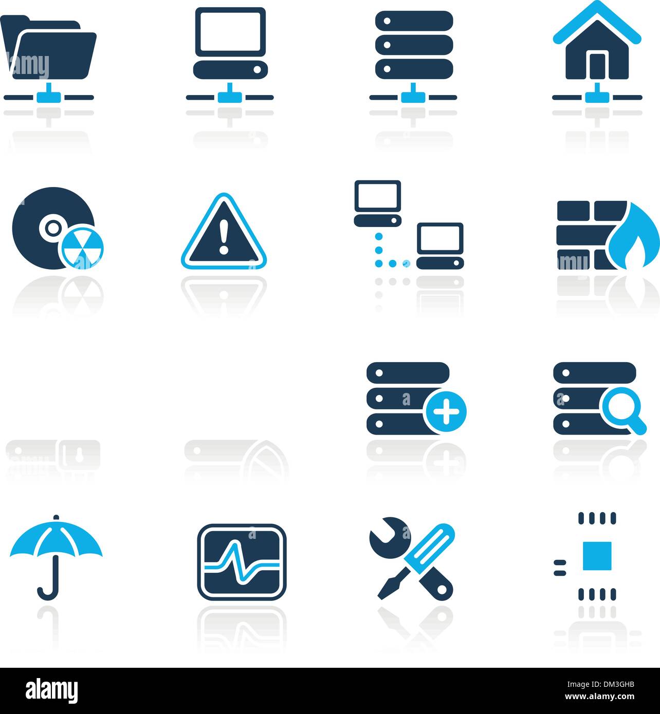 Rete e Server Web icone // Serie Azure Illustrazione Vettoriale