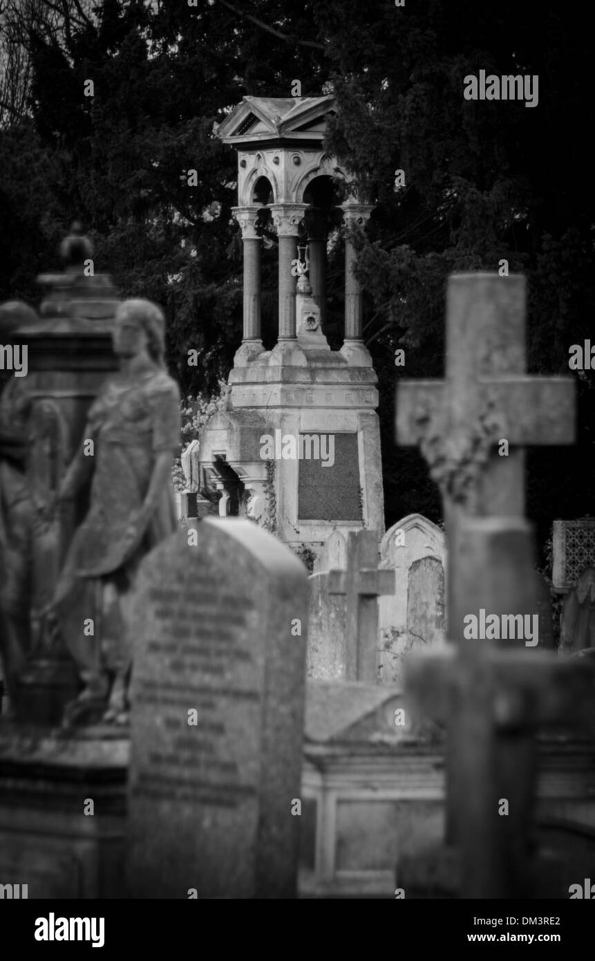 Lapidi, Brompton cimitero Foto Stock