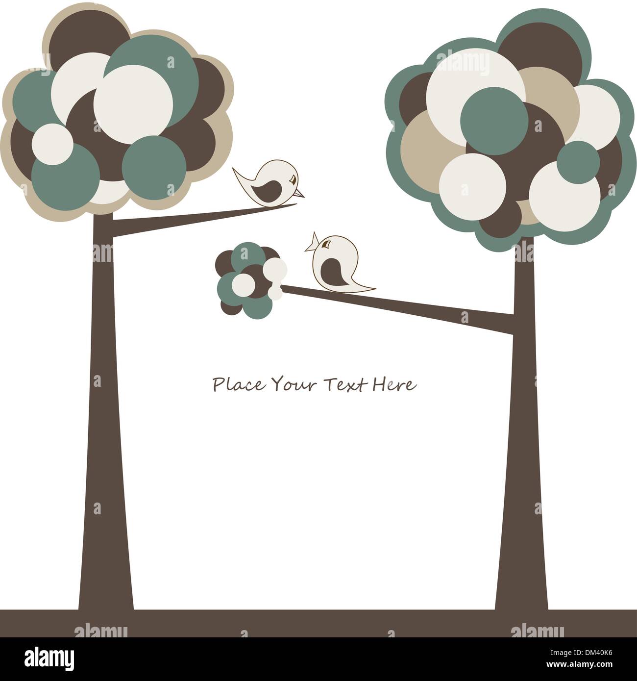 Carte di progettazione con alberi stilizzati e testo. illustrazione vettoriale Illustrazione Vettoriale