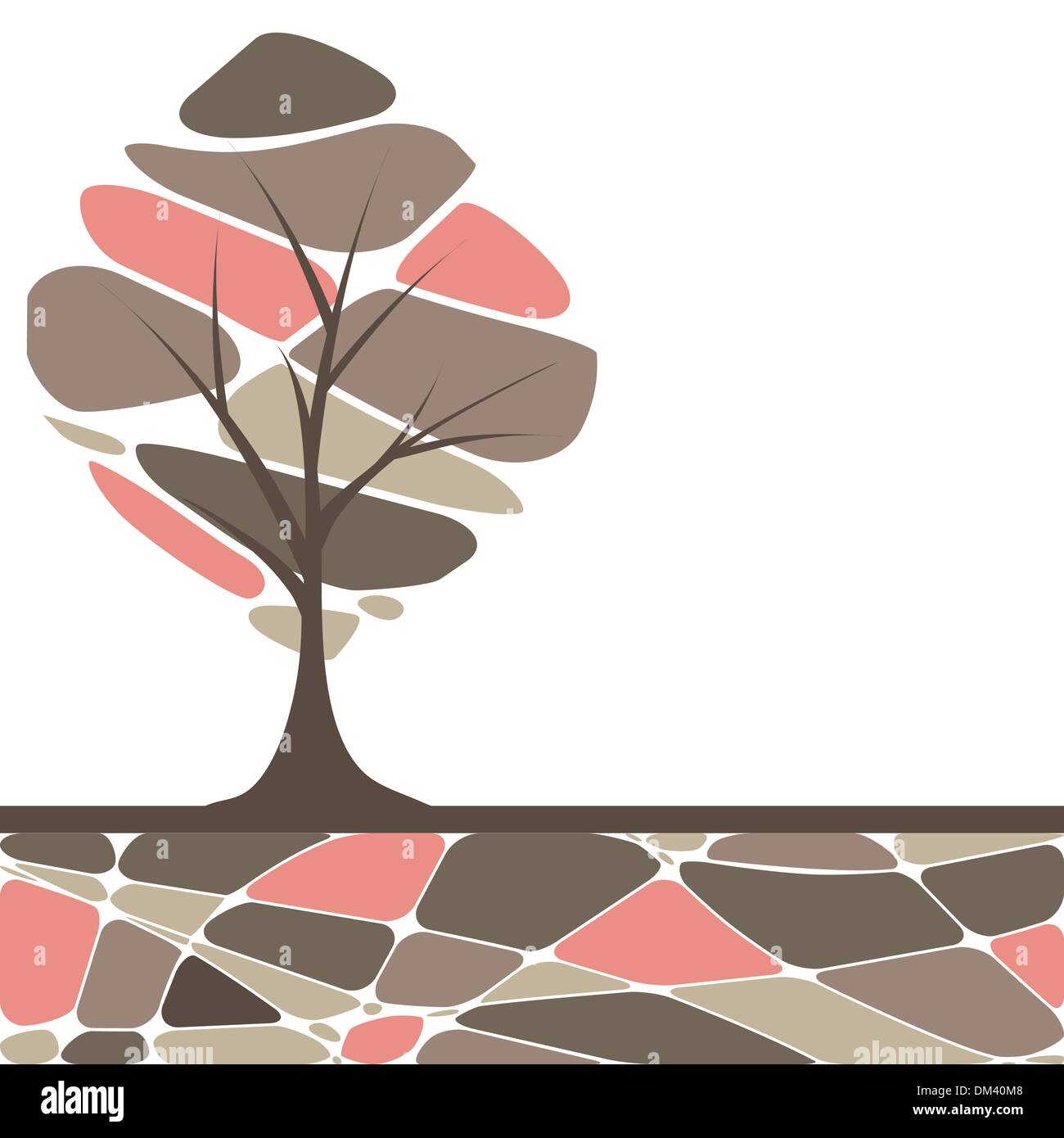 Carte di progettazione con alberi stilizzati e testo. illustrazione vettoriale Illustrazione Vettoriale