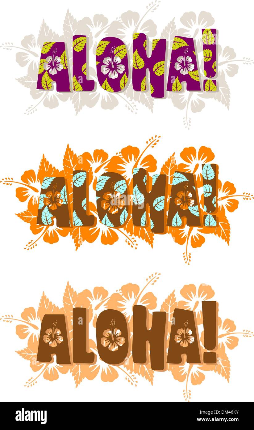 Illustrazione Vettoriale di parola aloha Illustrazione Vettoriale