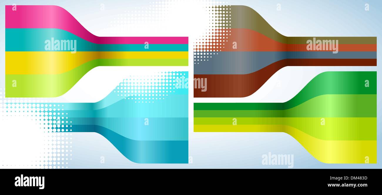 Set di quattro linee multicolore sfondo astratto Illustrazione Vettoriale