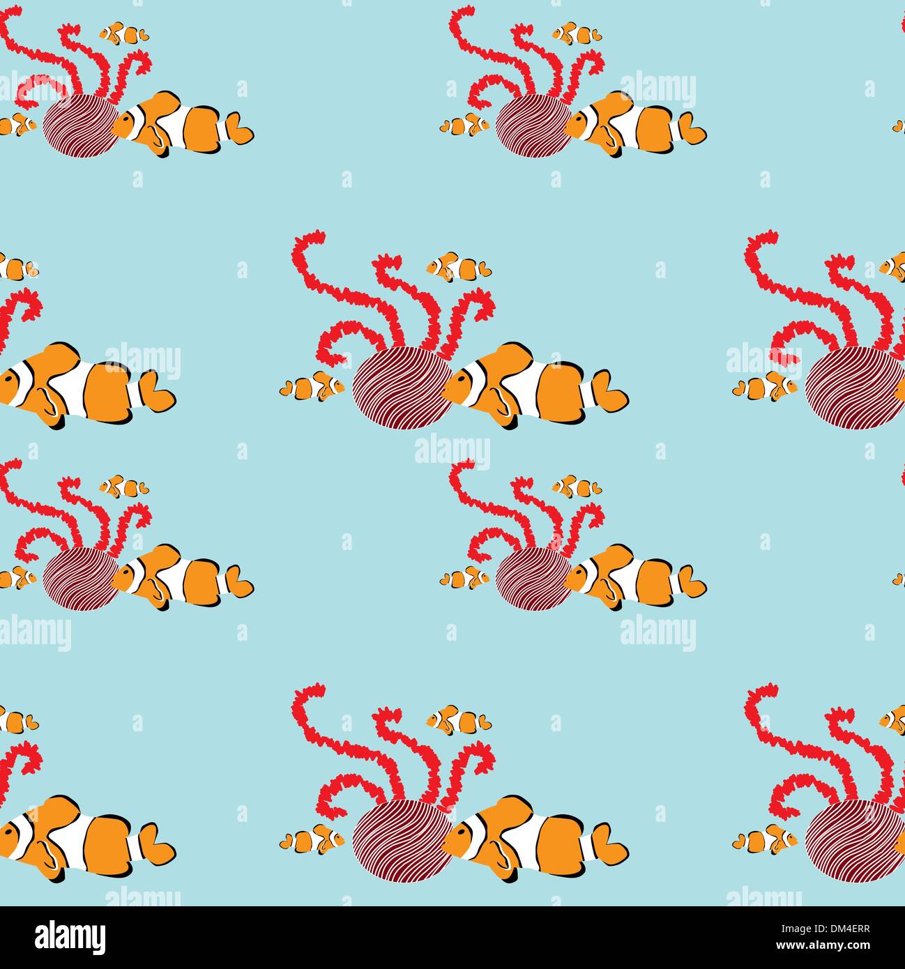 Seamless clownfish pattern Illustrazione Vettoriale