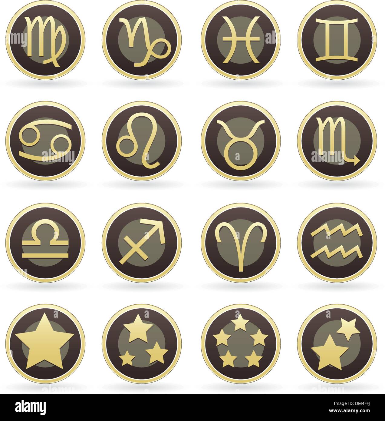 Zodiaco astrologia web icone Illustrazione Vettoriale