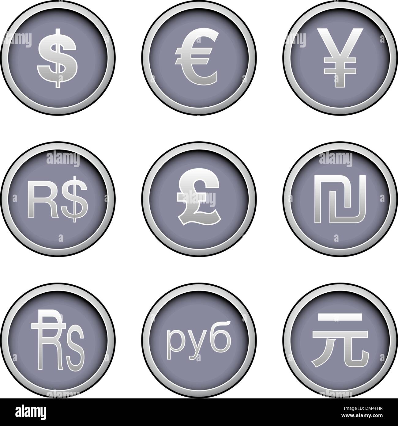 Simbolo internazionale della divisa web icone Illustrazione Vettoriale