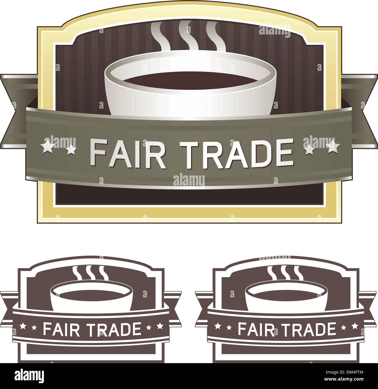 Caffè Fair trade label sticker Illustrazione Vettoriale