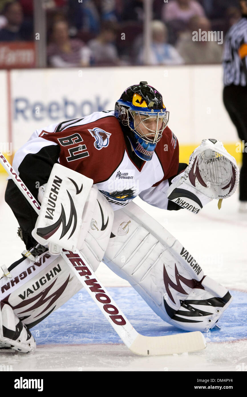 26 Febbraio 2010: il Lago Erie Monsters goalie Billy Sauer (64) durante la American Hockey League tra il Syracuse Crunch e il Lago Erie Monsters giocato al dall'Arena Quicken Loans in Cleveland, OH. Il Crunch sconfitto i mostri 3-2..Mandatory Credit: Frank Jansky / Southcreek globale di credito (Immagine: © Frank Jansky/Southcreek globale/ZUMApress.com) Foto Stock