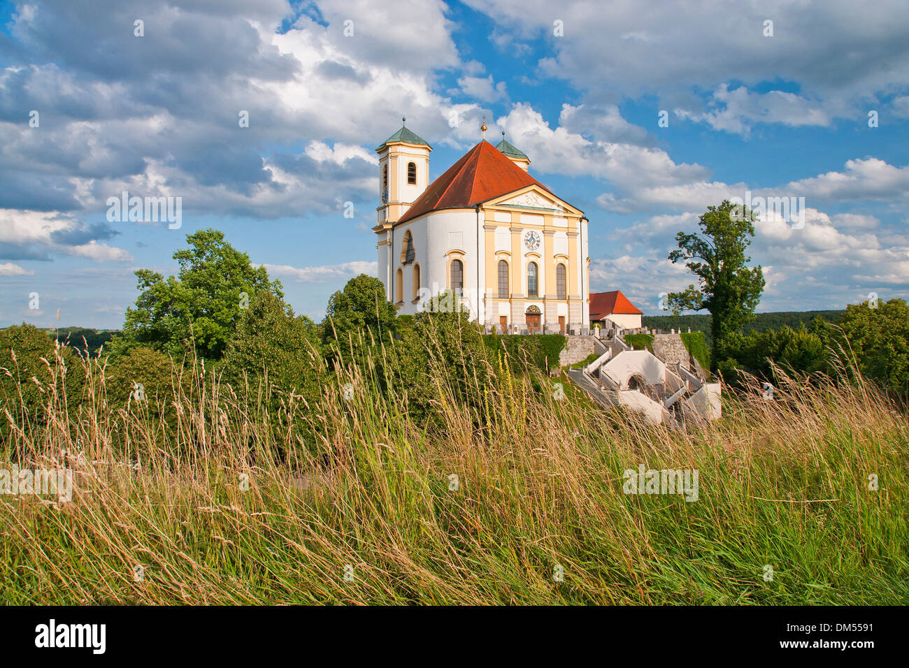 Baviera Germania stile architettonico di Marienberg Maria santa maria ammirazione la Chiesa del pellegrinaggio di fede cattolica religione pellegrinaggio Foto Stock