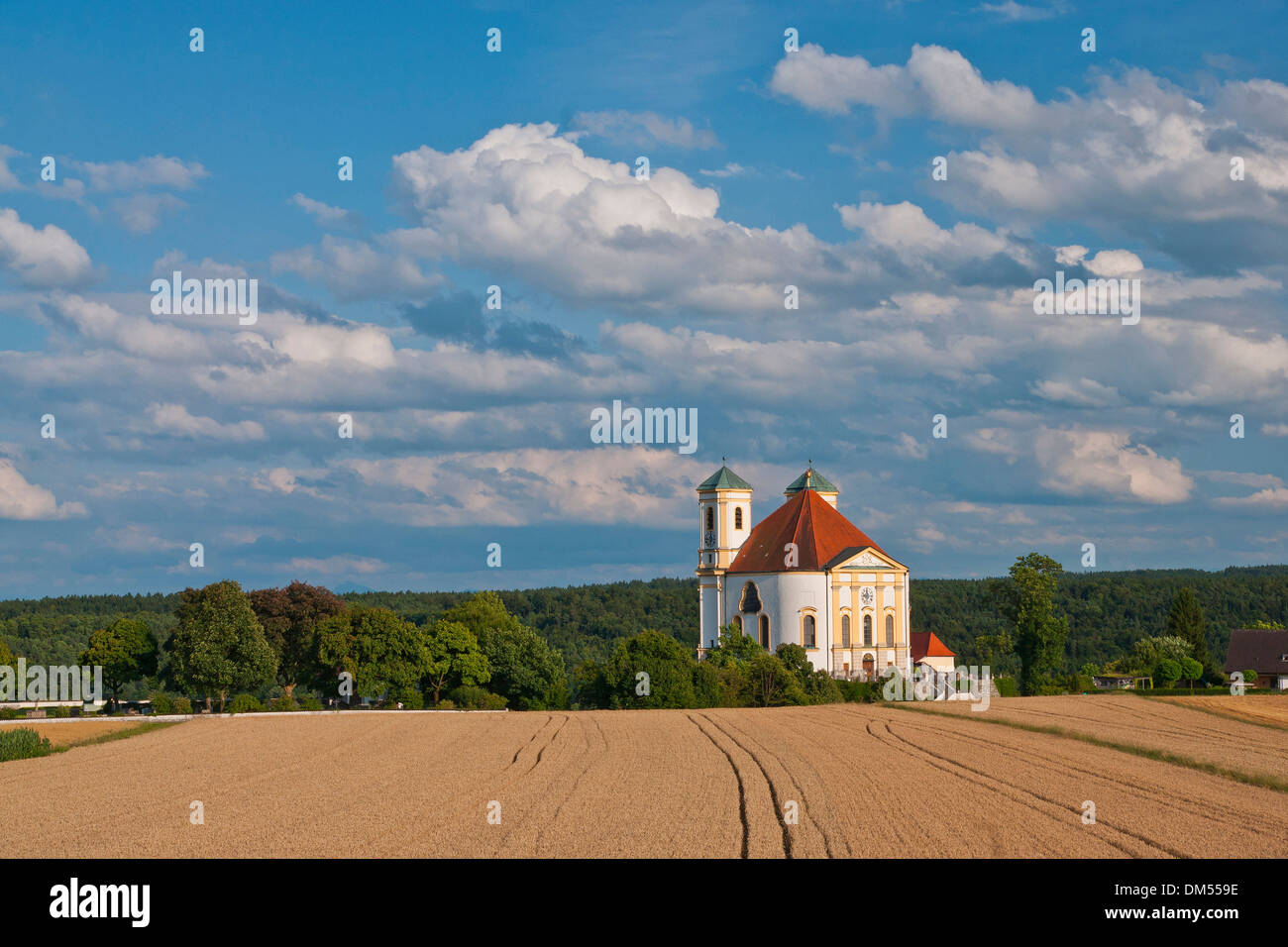 Baviera Germania stile architettonico di Marienberg Maria santa maria ammirazione la Chiesa del pellegrinaggio di fede cattolica religione pellegrinaggio Foto Stock