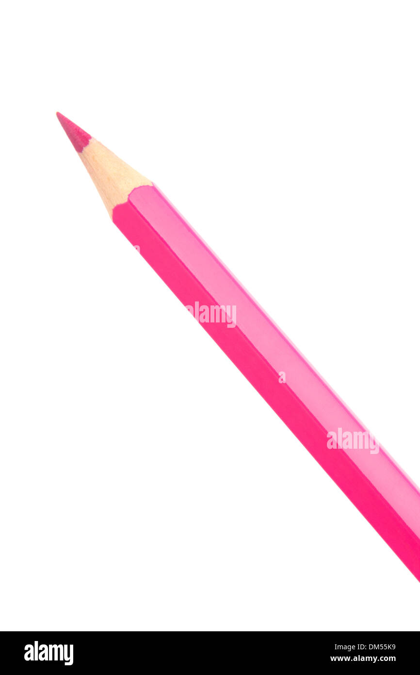 Colorazione rosa pastello a matita isolati su sfondo bianco Foto Stock