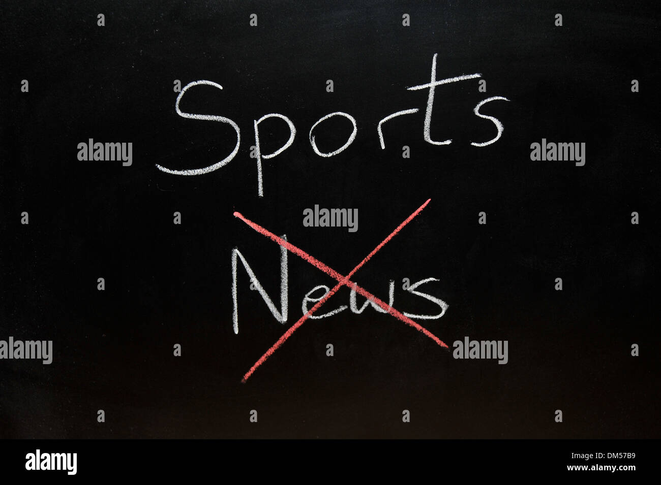 Sport e Notizie barrata disegnati su una lavagna in gesso. Foto Stock