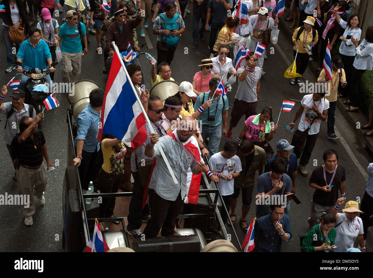 Le proteste di massa marzo da popoli riforma democratica Comitato (PDRC) alla Government House,sulla Strada di Sukhumvit Road, Bangkok, Thailandia Foto Stock