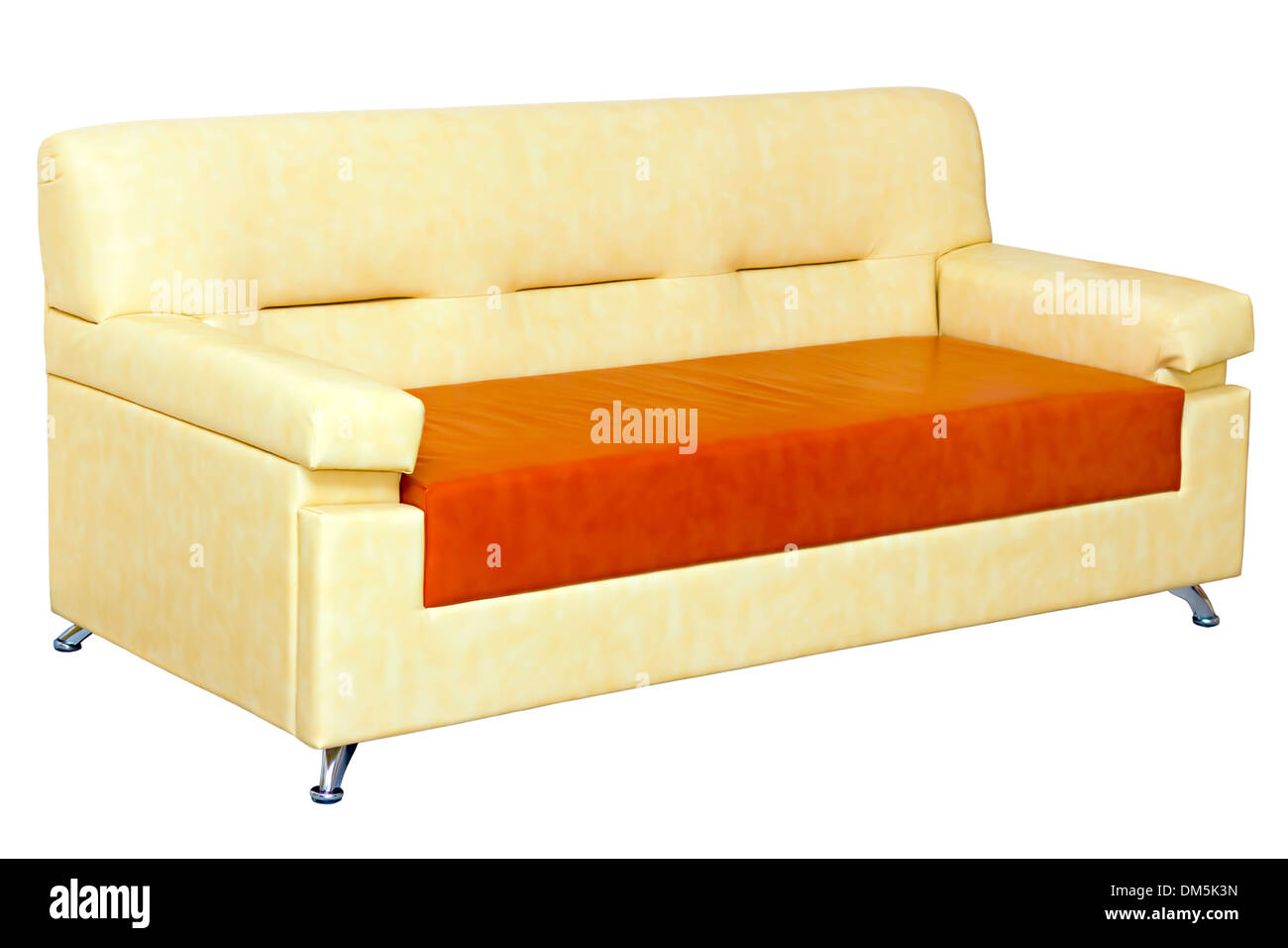Luce di divano in pelle dal design moderno isolato su uno sfondo bianco Foto Stock