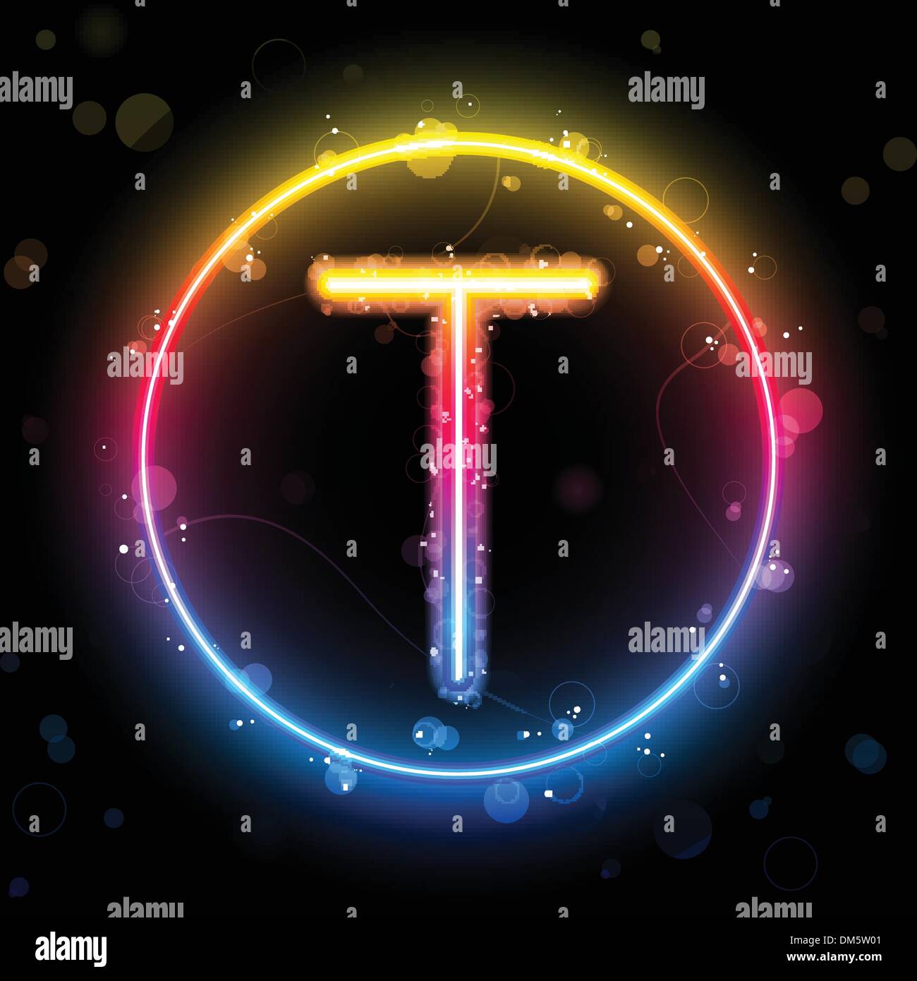 Alfabeto luci arcobaleno nel tasto cerchio Illustrazione Vettoriale
