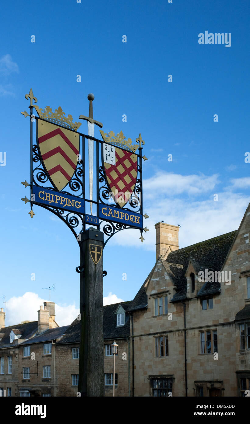 Chipping Campden città del segno, Gloucestershire, Inghilterra. Foto Stock