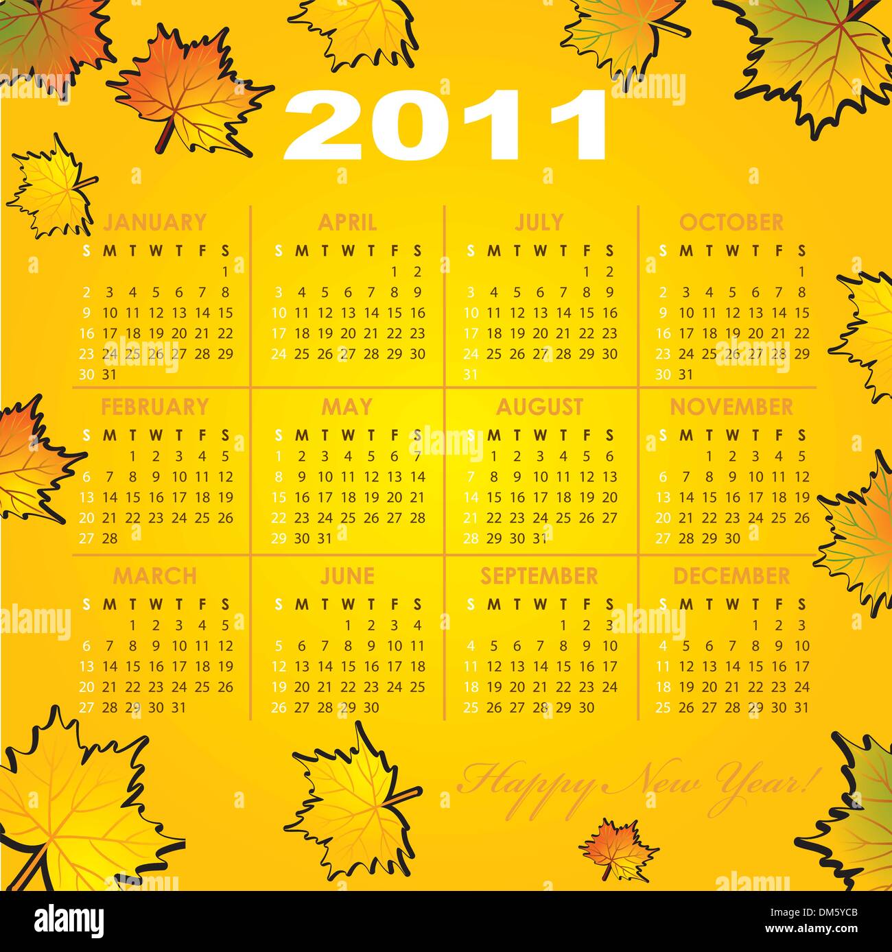 Griglia del calendario del 2011 anno Illustrazione Vettoriale